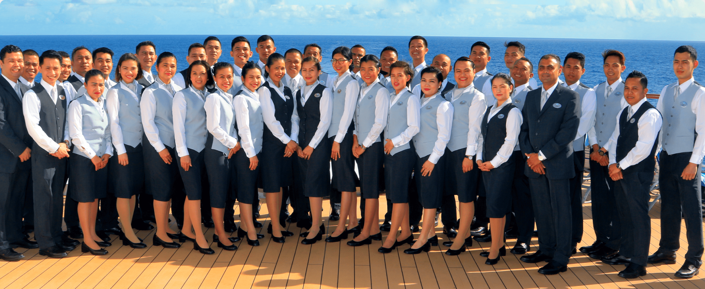 An image of employees that work on Cruise Liners
